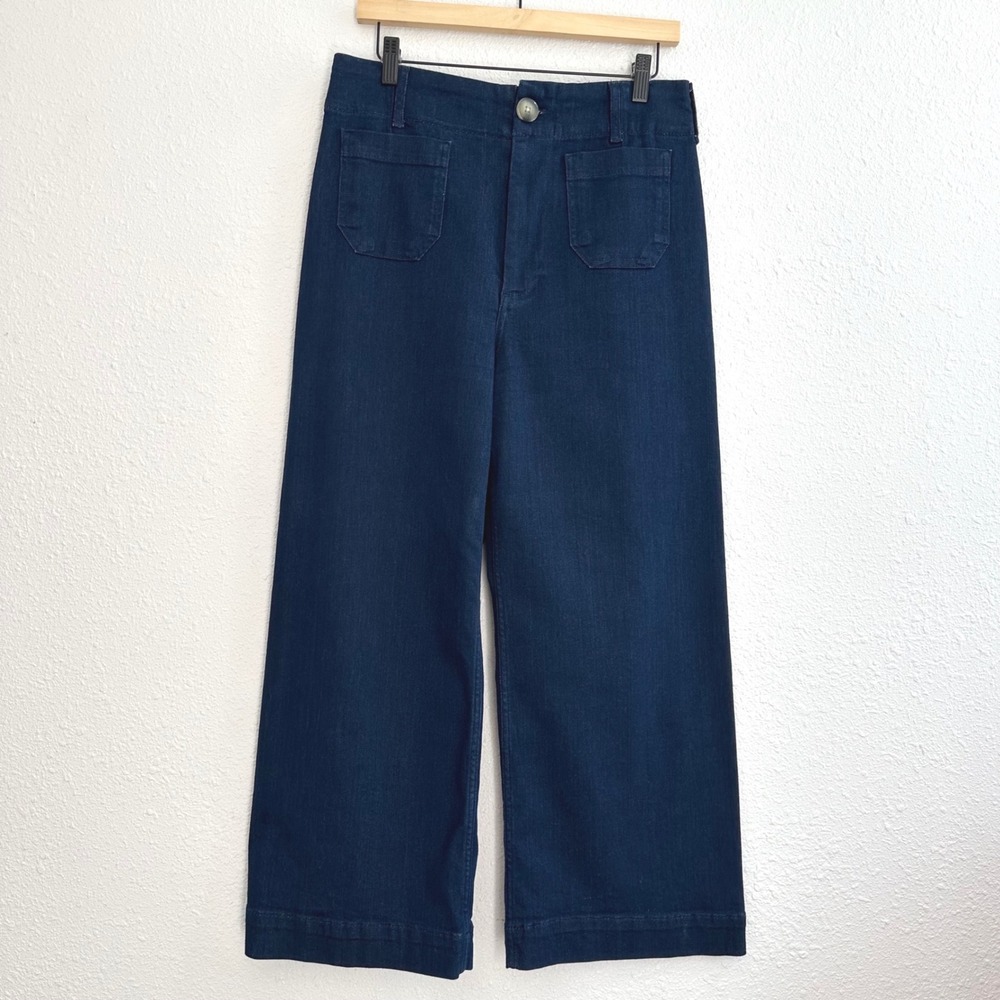 Maeve The Colette Crop Wide Leg Jeans Women 30 Dark Wash High Rise